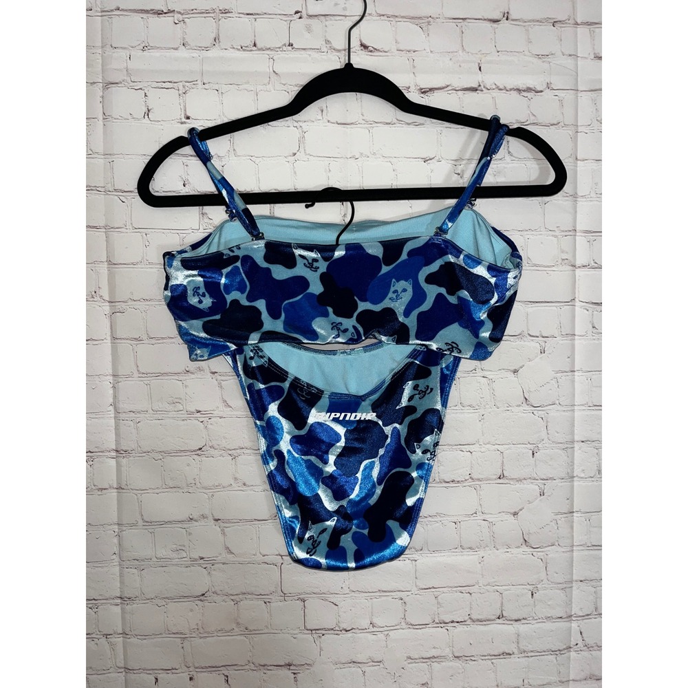 Ripndip Blue Camo Lord Nermal Velvet Bikini Set Bandeau High Cut Women Small - Picture 5 of 7